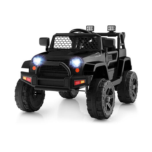 12V Kids Ride On Truck with Remote Control and Headlights-Black - Hillery's Products & Services