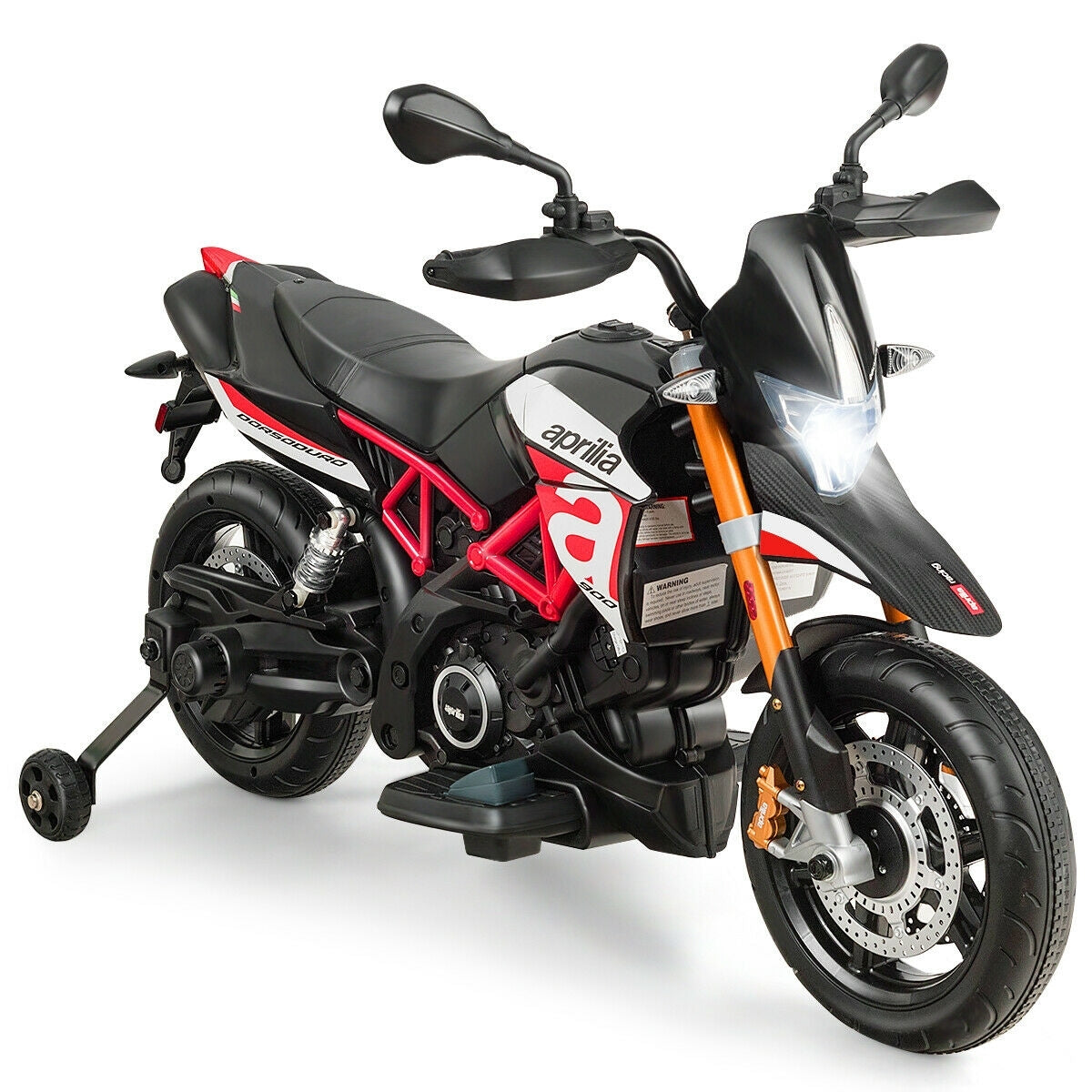 12V Kids Ride-On Motorcycle Aprilia Licensed with Sounds and Music