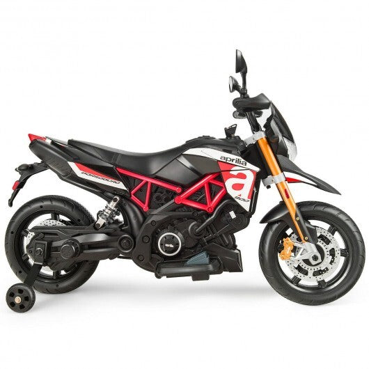 12V Kids Ride-On Motorcycle Aprilia Licensed with Sounds and Music