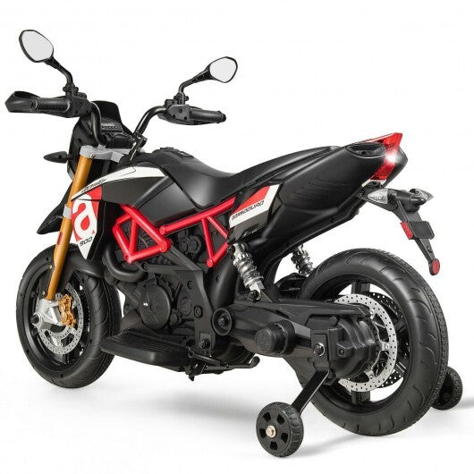 12V Kids Ride-On Motorcycle Aprilia Licensed with Sounds and Music