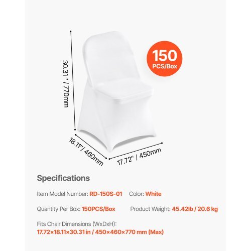 150 Pcs White Chair Covers Set