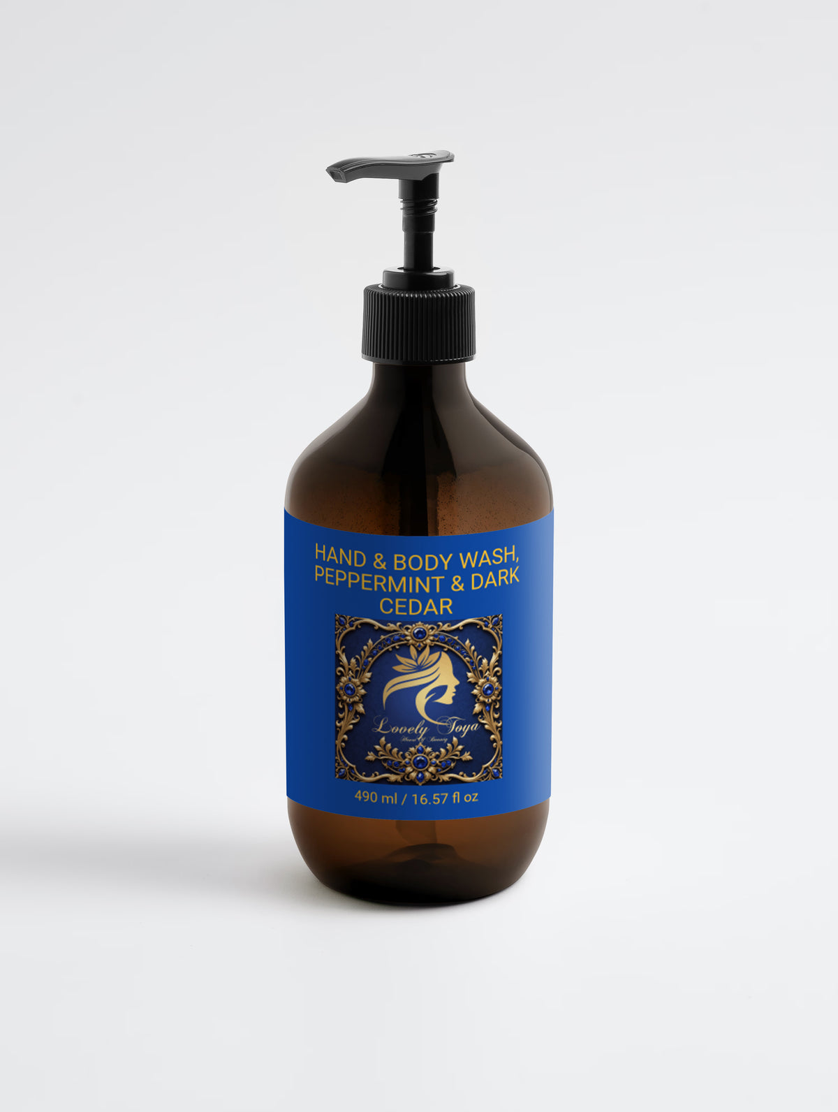 Lovely Toya Hand & Body Wash, Peppermint & Dark Cedar